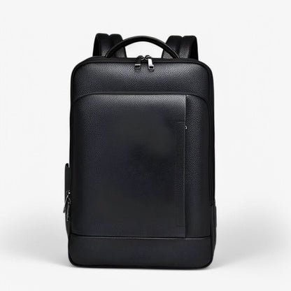 Stylish Leather Backpack with USB Port, 15.6 Inch, Black