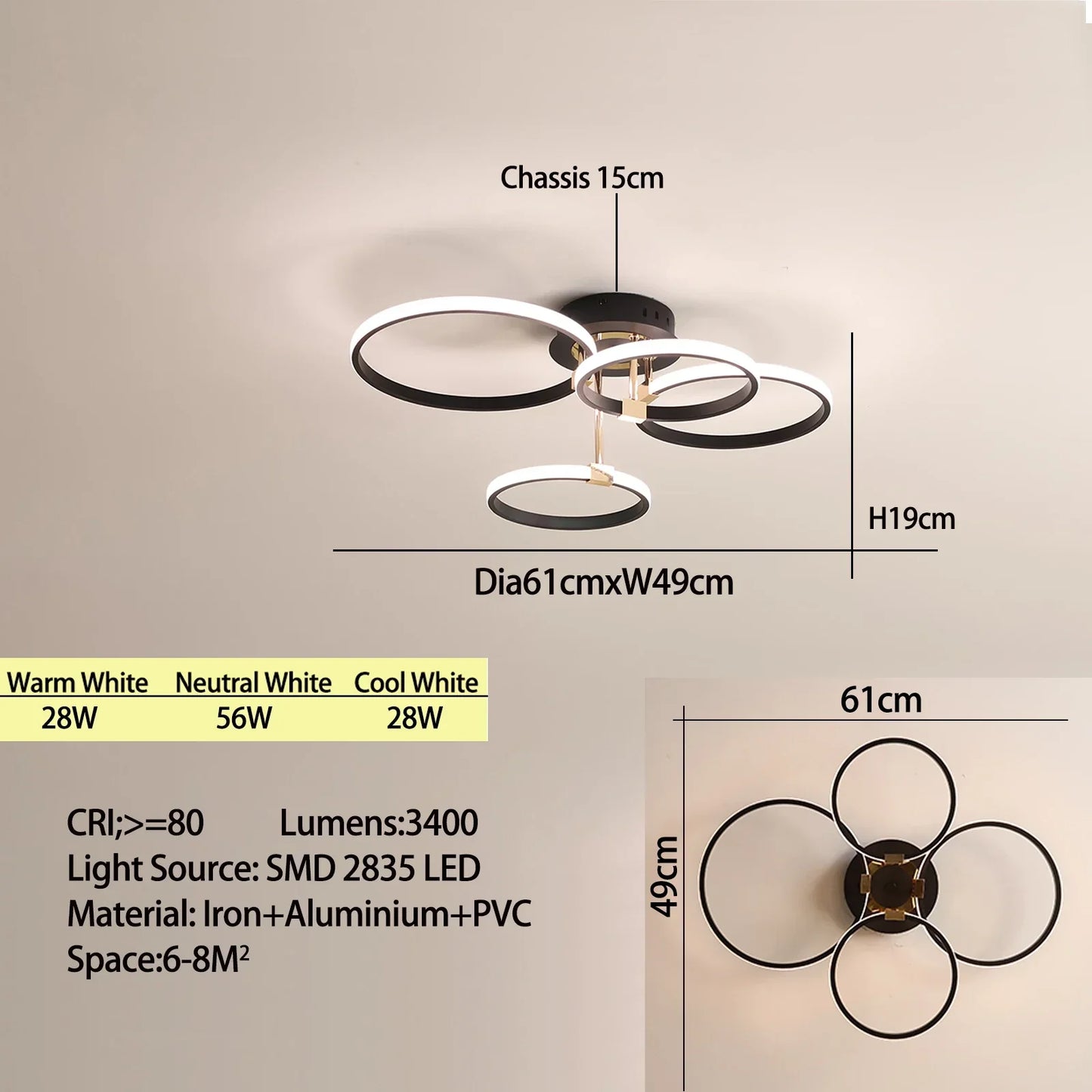 Stylish LED Chandelier Light with Remote Control