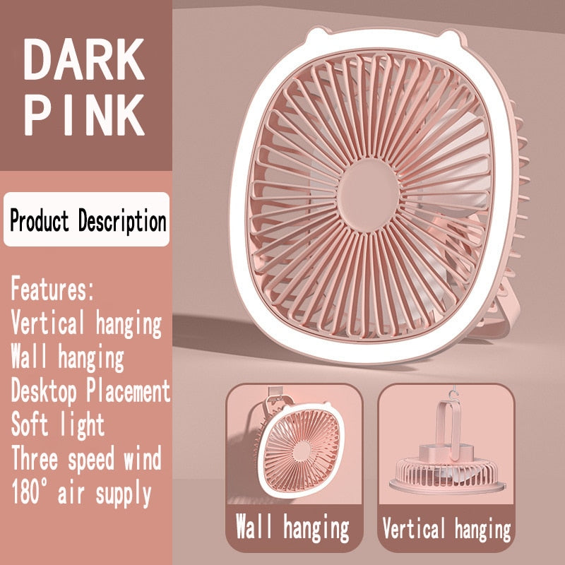 Portable Small LED Night Light USB Fan Cooler