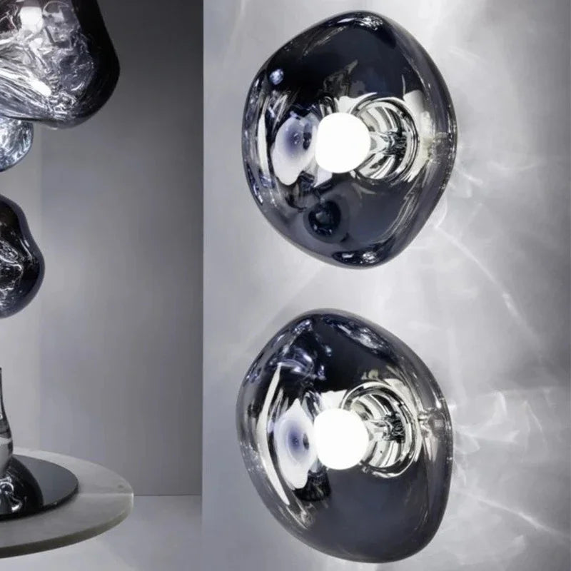 Contemporary Melted Glass Wall Light in Nordic Design