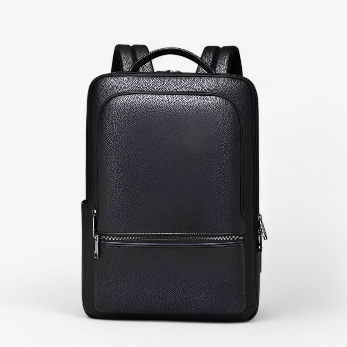 Stylish Leather Backpack with USB Port, 15.6 Inch, Black