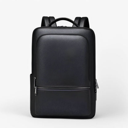 Stylish Leather Backpack with USB Port, 15.6 Inch, Black