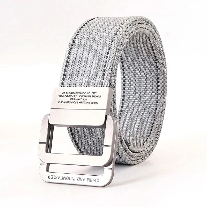 Casual Canvas Web Belt - Double Buckle, Adjustable Fit