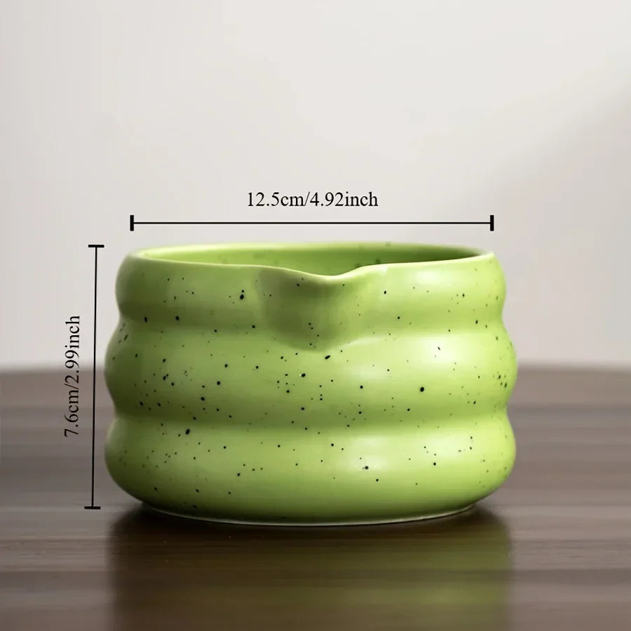Authentic Green Tea Ceramic Bowl 4.5 Inch Traditional Style