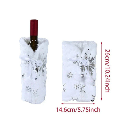 Warm Furry Christmas Wine Bottle Cover