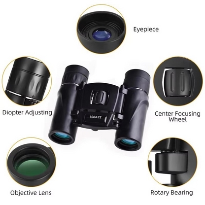Portable 100x22 HD Binoculars for Outdoor Adventure