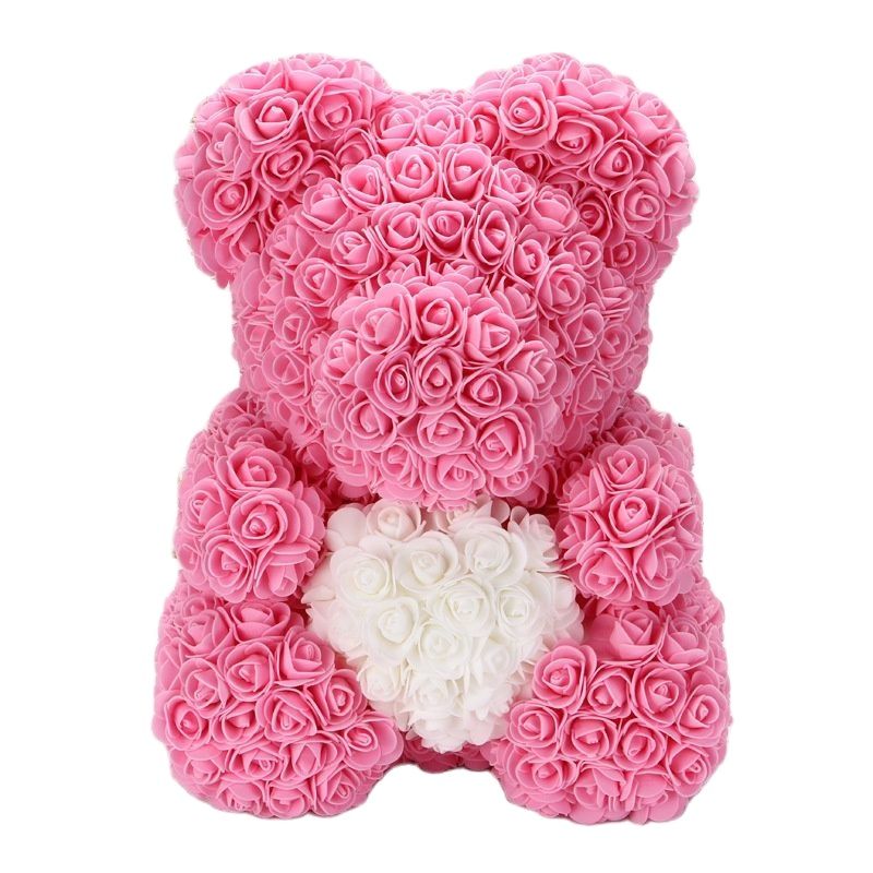 Lovely Fake Rose Bear Plush Toy