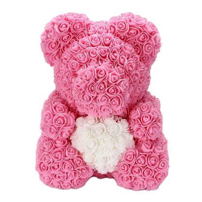 Lovely Fake Rose Bear Plush Toy