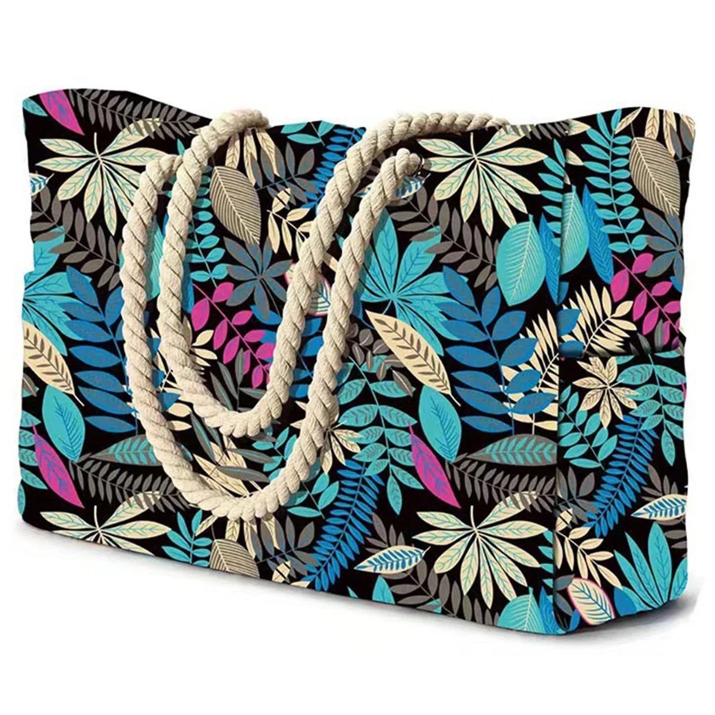 Stylish Striped Beach Tote Bag with Zipper