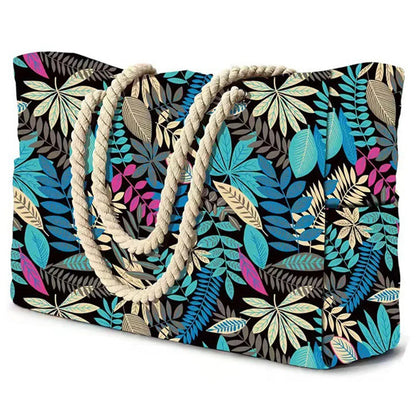 Stylish Striped Beach Tote Bag with Zipper