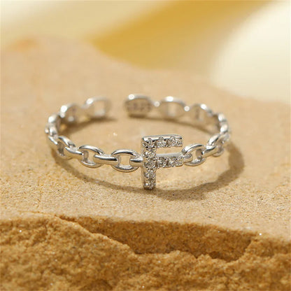 Delicate Initial Diamond Letter Ring