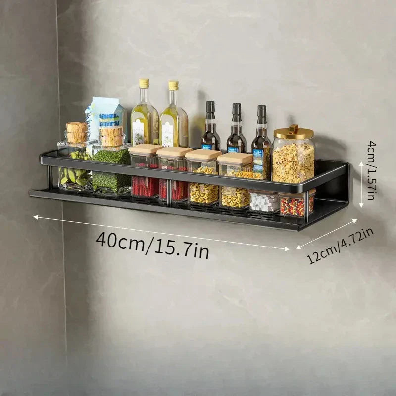 Dark Wood Kitchen Storage Shelf