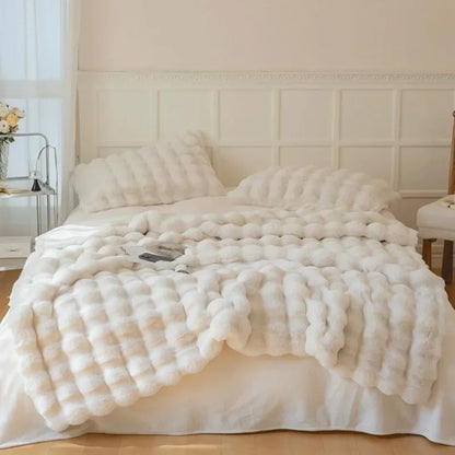 Plush Reversible Faux Fur Throw Blanket