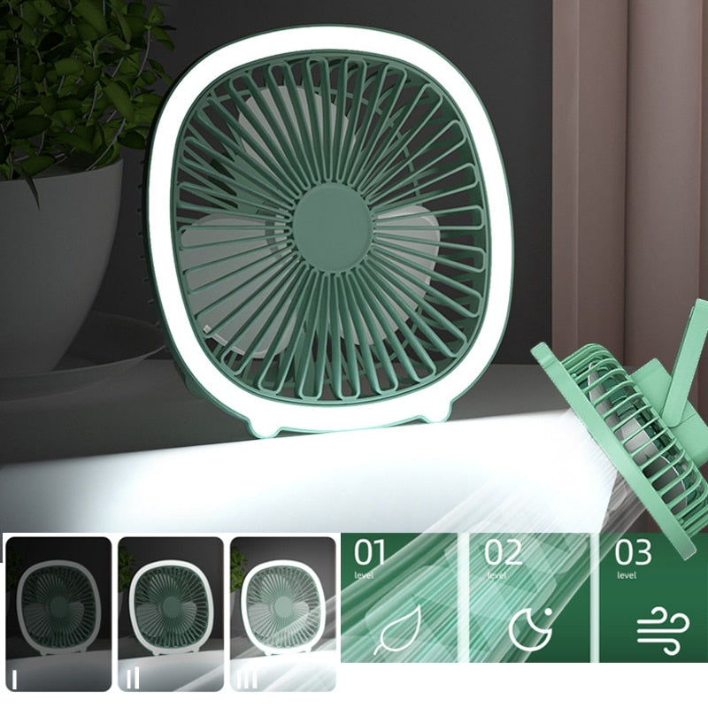 Portable Small LED Night Light USB Fan Cooler