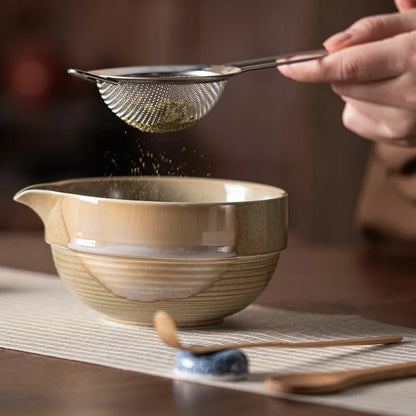 Traditional Japanese Matcha Tea Set Ceramic Bowl
