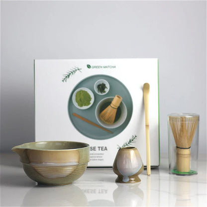Traditional Green Tea Set Ceramic Bamboo Style