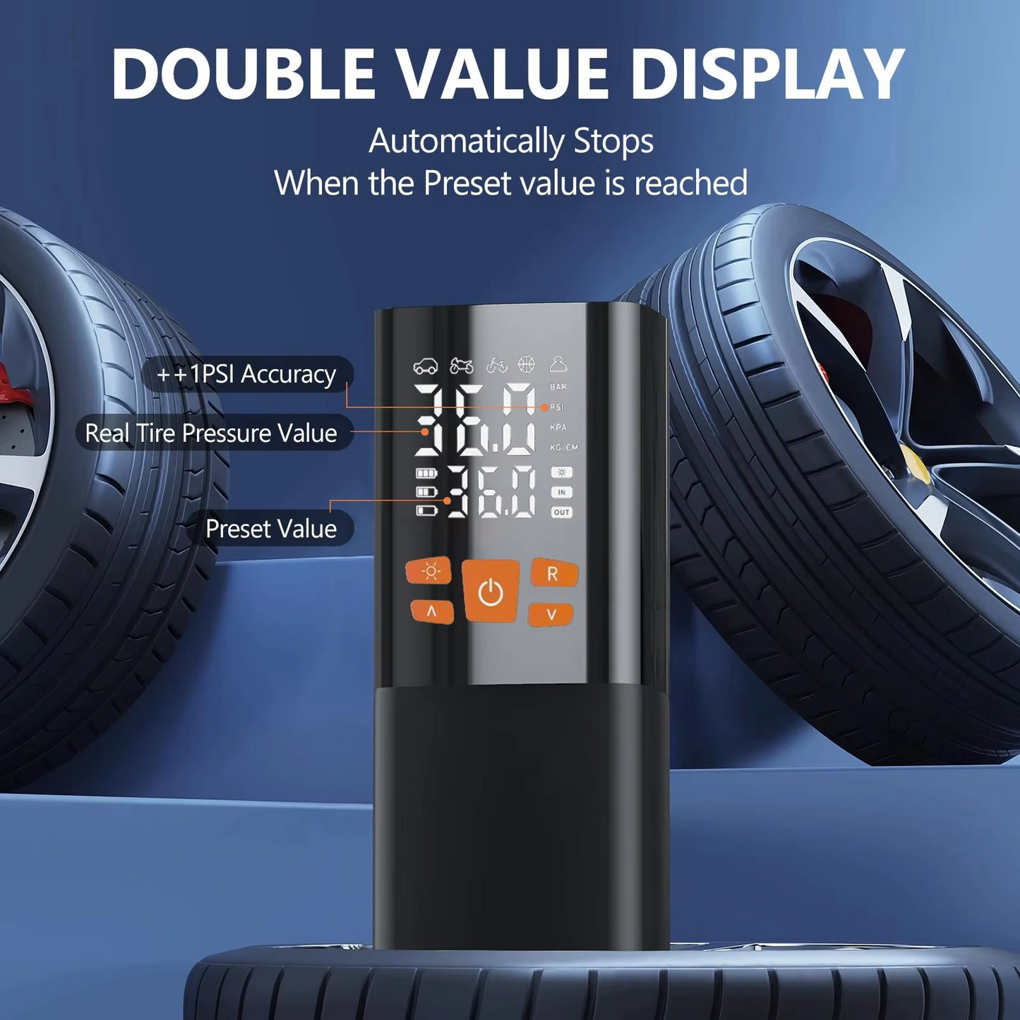 Compact Rechargeable Tire Air Compressor Pump