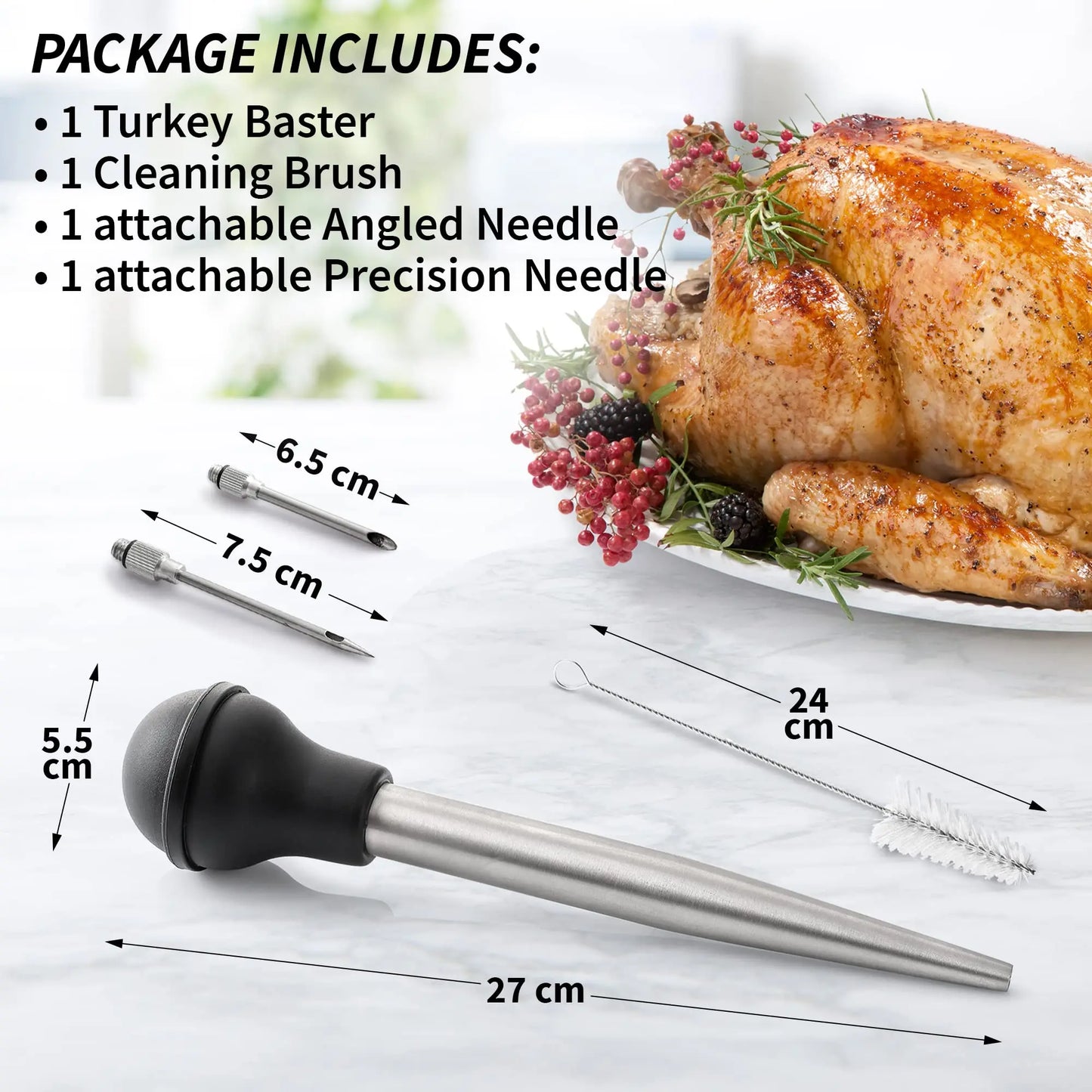 Easy Meat Injector with 2 Needles & Cleaning Tool
