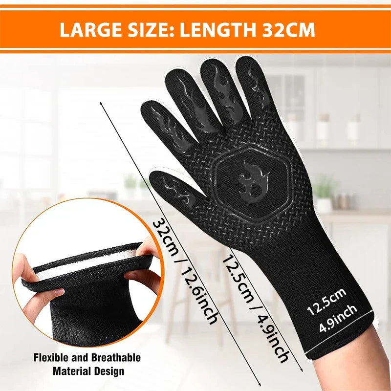 Heat Resistant BBQ Grill Gloves Silicone Non Slip