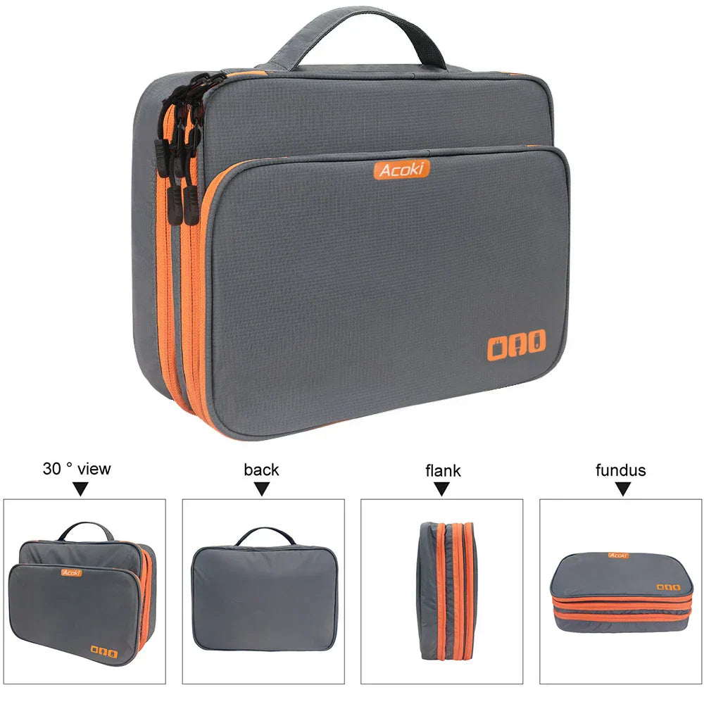 Premium Electronics Travel Case | 3 Layer Cable Organizer Bag