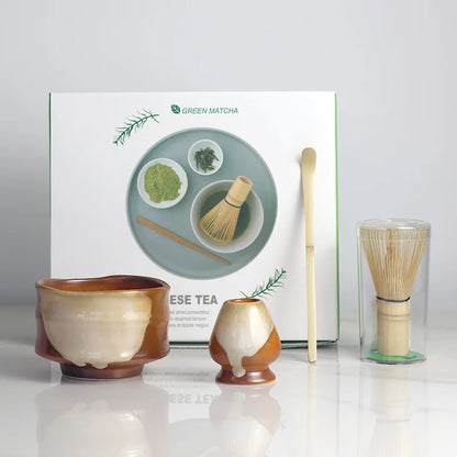 Traditional Green Tea Set Ceramic Bamboo Style - Cofik