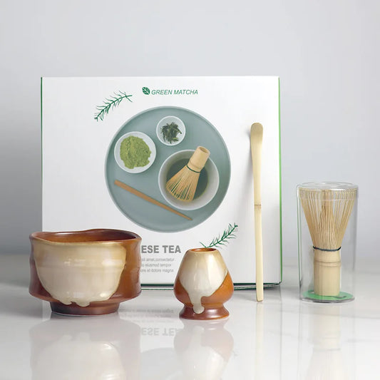 Traditional Green Tea Set Ceramic Bamboo Style - Cofik