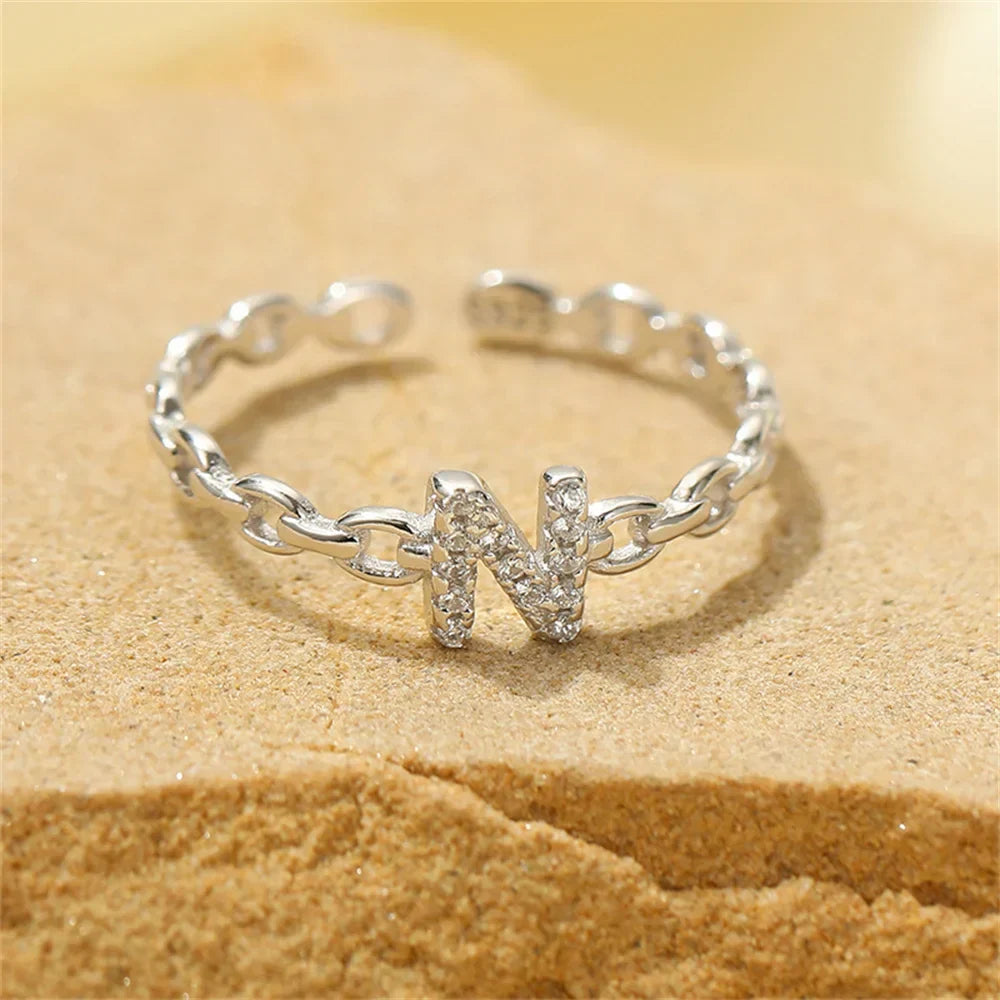 Delicate Initial Diamond Letter Ring
