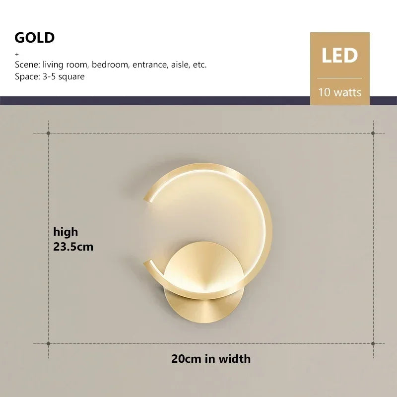 Simple LED Wall Light - Sleek Black White Gold Lamp