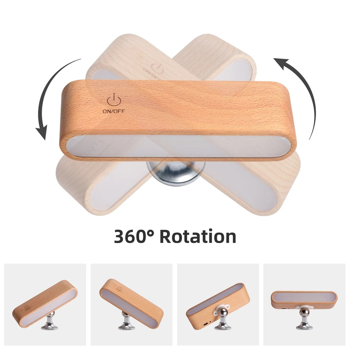 Adjustable Desk Wooden USB LED Nightlight