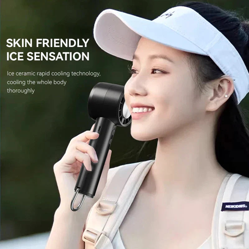 Compact Rechargeable Handheld Fan with LED Display