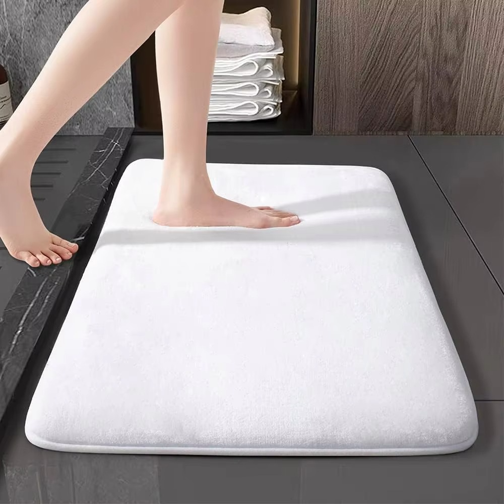 Plush Pink Velvet Bathroom Mat