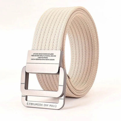 Casual Canvas Web Belt - Double Buckle, Adjustable Fit