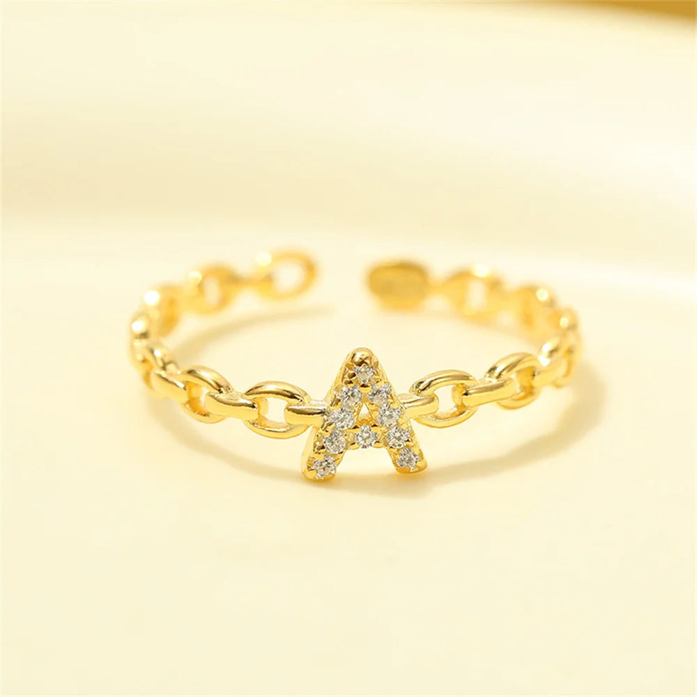 Delicate Initial Diamond Letter Ring - Cofik