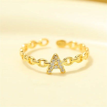 Delicate Initial Diamond Letter Ring - Cofik