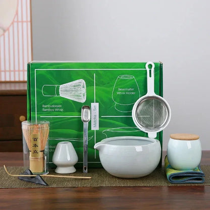 Deluxe Green Tea Set 10-Piece Stainless Steel Tools - Cofik