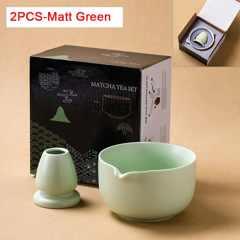 Traditional Green Tea Ceramic Bowl Set 550ml