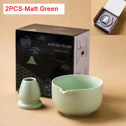 Traditional Green Tea Ceramic Bowl Set 550ml