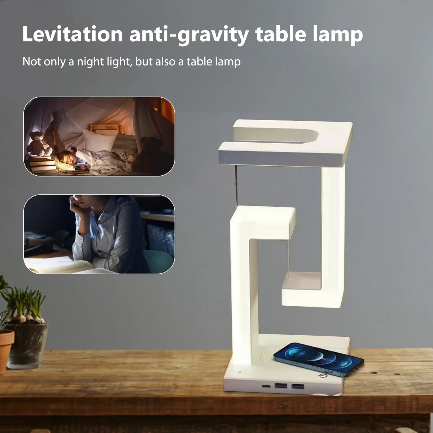Floating LED Wireless Charging Table Lamp