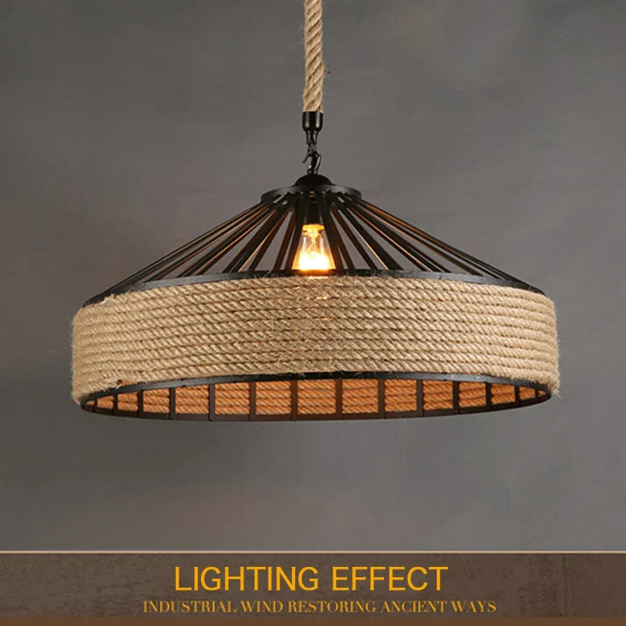 Rustic Hemp Pendant Light Fixture