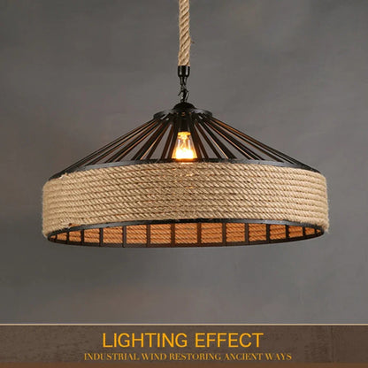 Rustic Hemp Pendant Light Fixture
