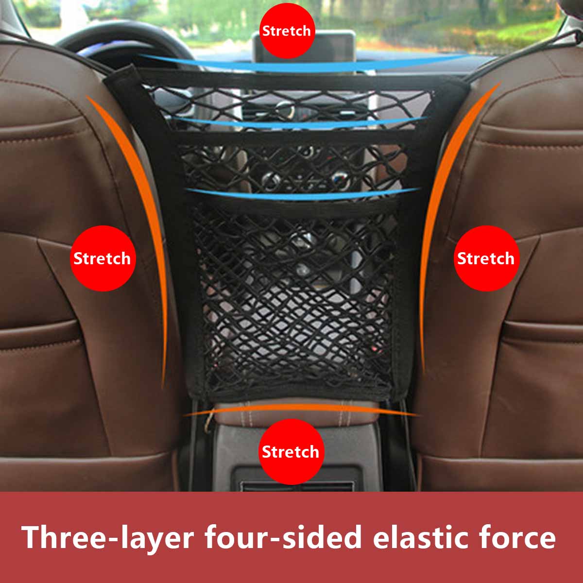 Car Safety Net with Pet Storage Compartment