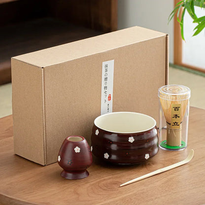 Traditional Japanese Matcha Tea Set Pink Floral Design - Cofik