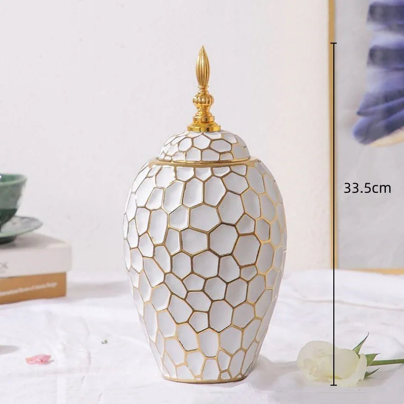 Luxury Gold Accented Ceramic Vase