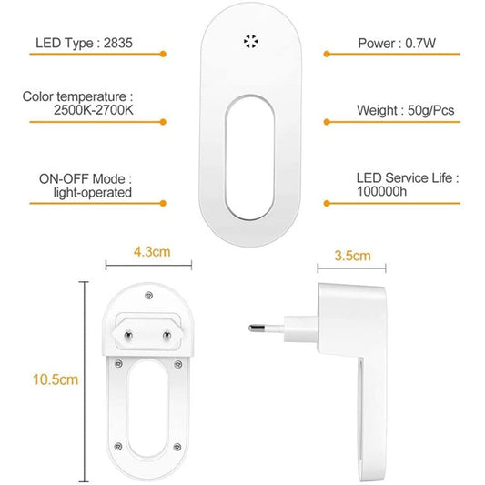 Automatic LED Nightlight Energy Saving Plug Socket - Cofik