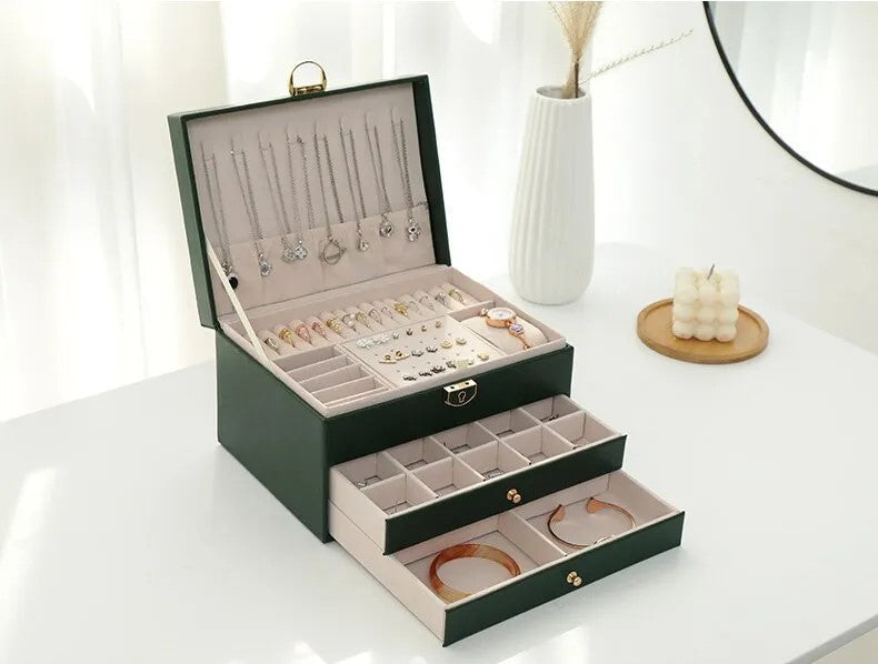 Secure Stackable Leather Jewellery Storage Box