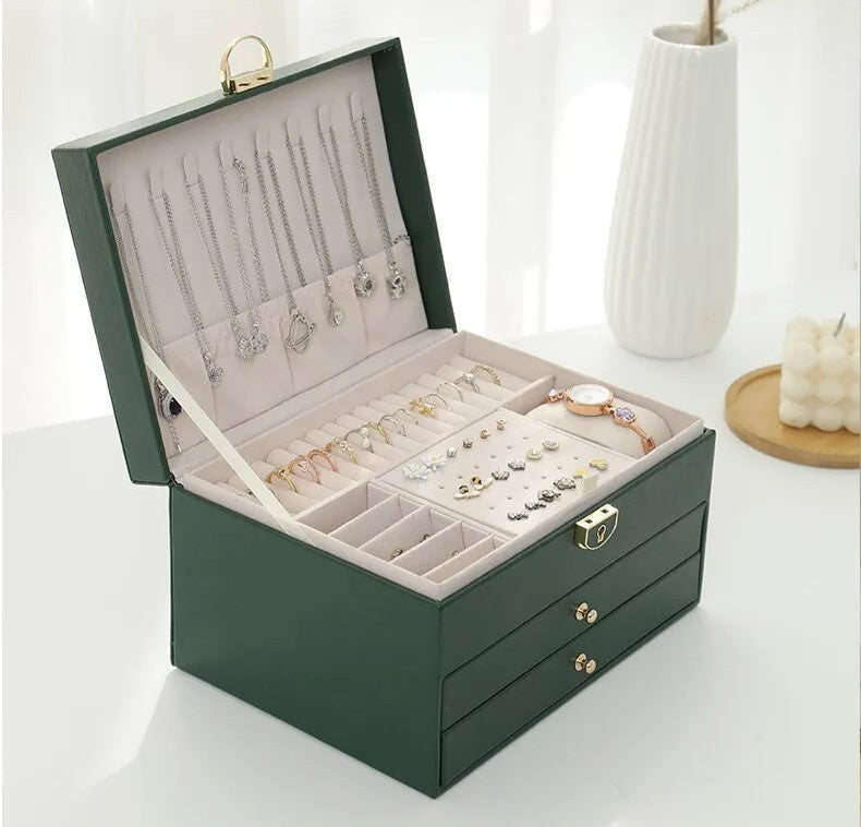 Secure Stackable Leather Jewellery Storage Box