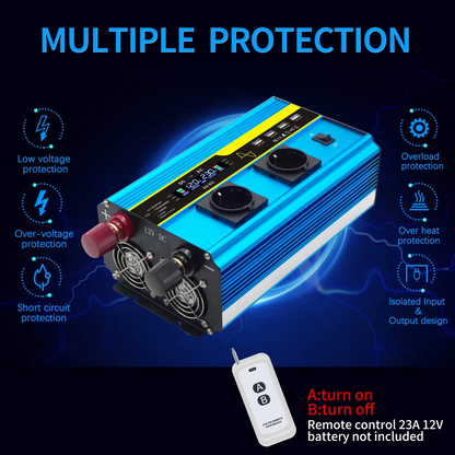 4000W Pure Sine Wave Inverter 12V/24V to 110V/220V Converter