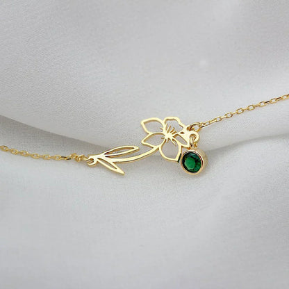 Delicate Birthstone Flower Chain Bracelet