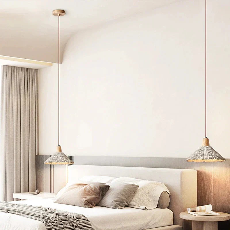 Simple Cream Hanging Pendant Light Fixture