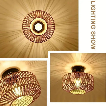 Natural Bamboo Pendant LED Ceiling Lamp